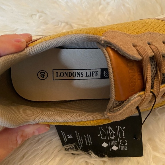 Londons Life beige suede preppy lace up tennis sneaker trainer size 40 - Picture 3 of 9